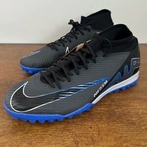 NIKE ZOOM SUPERFLY 9 ACADEMY TURF SOCCER SHOES MENS 11.5 BLACK/CHROME DJ5629-040